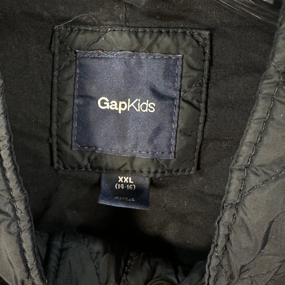 Gap Kids, Boys/Girls XXL 14-16 Quilted Utility Jacket Navy Blue Snap Button Coat - Picture 3 of 6